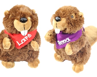 Cuddly toy beaver brown 17.5 cm with name on the scarf personalized cuddly toy stuffed animal cuddly toy toy plush toy