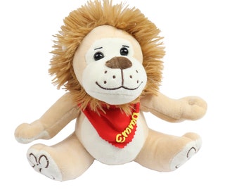 Cuddly toy lion brown 21 cm with name on scarf personalized cuddly toy stuffed animal cuddly toy toy plush toy