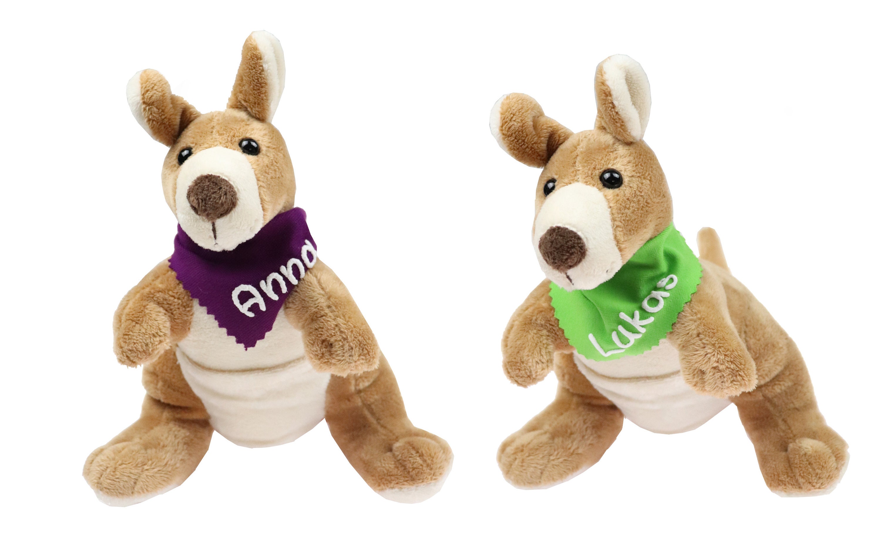 Cuddly toy kangaroo brown 20 cm with name on scarf personalized cuddly toy stuffed toy cuddly toy plush toy