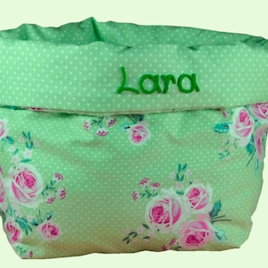 Utensilo roses green with name fabric basket storage basket cotton basket fabric box for bathroom sewing utensils basket fabric basket box