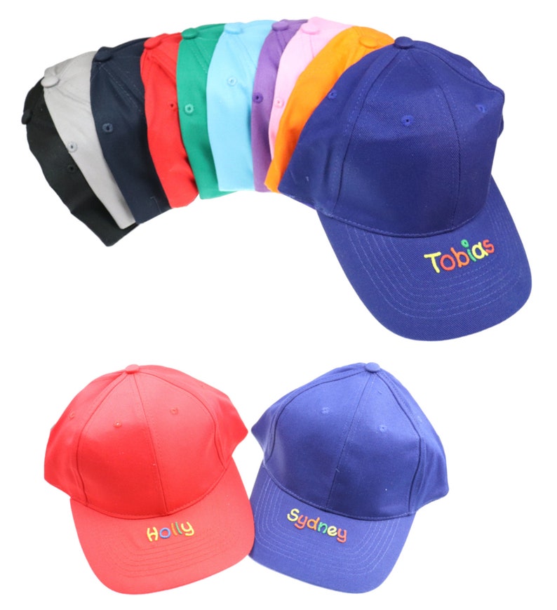 Casquette avec nom cappy personnalisé pour enfants vers. Couleurs casquette à visière pour filles garçons casquette de baseball pour enfants avec inscription souhaitée Cappy image 1