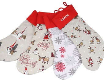 Nikolausstiefel Wichtel Nikolaus Schneeflocke Renntier mit Namen mit Namen - Nikolaussocke personalisiert - Geschenk zum Nikolaus Avent