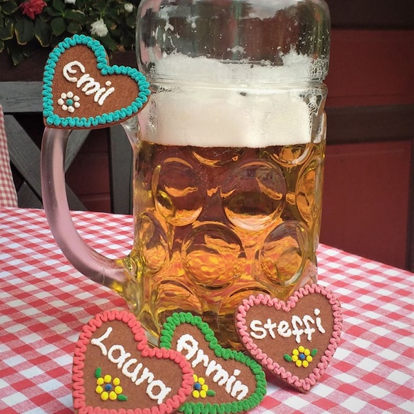 Coeur marquant le stein avec le nom - stein marquant le verre de bière marquant le coeur en feutre de verre de bière stein marquant le stein de bière