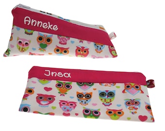 Trousse chouette famille personnalisée avec prénom trousse école trousse trousse trousse à lunettes trousse trousse école organzier enfants