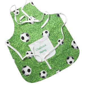 Apron for children with name soccer girls apron - kitchen apron personalized children&#39;s apron children&#39;s kitchen apron boy&#39;s cooking apron