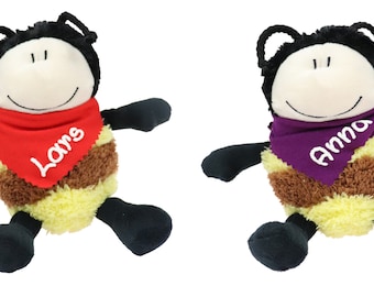 Cuddly toy bee yellow black 18 cm with name on scarf personalized cuddly toy stuffed animal cuddly toy toy plush toy