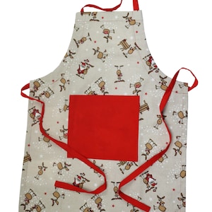 Apron moose for children with name girls apron - red kitchen apron personalized children's apron children's kitchen apron girls' cooking apron
