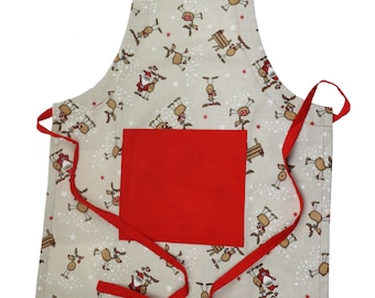 Apron moose for children with name girls apron - red kitchen apron personalized children's apron children's kitchen apron girls' cooking apron