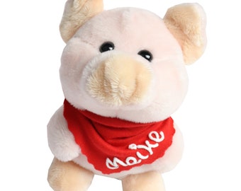 Screen cleaner pig pink with name on the neckerchief - underside made of microfibre - personalized gift idea with desired name