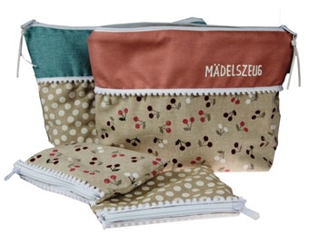 Toiletry bag set Beauty Bag consisting of a toiletry bag with a saying and a small make-up bag, a wash bag, a wash bag, a jewelery bag, a small pouch