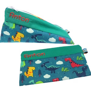 Pencil case dinosaur blue triangle / square personalized with name pencil case school pencil case pencil case glasses case pencil case