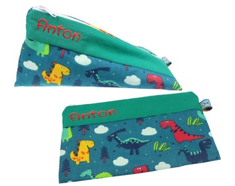 Pencil case dinosaur blue triangle / square personalized with name pencil case school pencil case pencil case glasses case pencil case