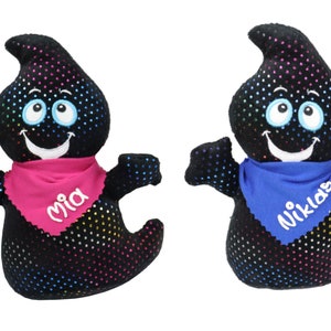 Cuddly toy spirit black 19 cm with name on scarf personalized Personalized cuddly toy stuffed animal cuddly toy toy plush toy