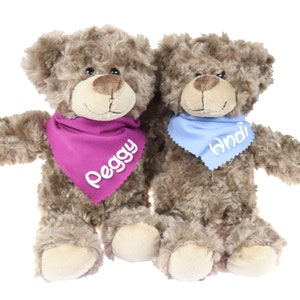 Cuddly teddy 35.5 cm with name on the scarf Cuddly toy Teddy Teddy bear personalized Personalized cuddly toy stuffed bear Stuffed teddy