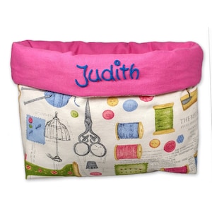DIY sewing basket Utensilo with name fabric basket storage basket basket made of cotton fabric box for bathroom sewing utensils basket fabric basket box