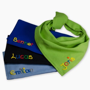 Neckerchief with name, baby and child boys Personalized boys&#39; neckerchief - baby neckerchief green blue light blue cobalt cloth to tie