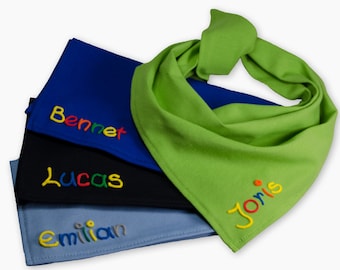 Neckerchief with name, baby and child boys Personalized boys' neckerchief - baby neckerchief green blue light blue cobalt cloth to tie