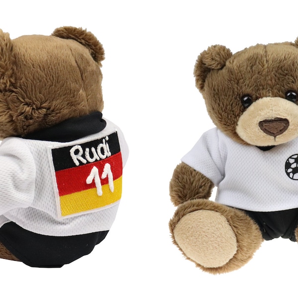 Teddy bear with football jersey and name - Cuddly toy bear with jersey - Cuddly toy Teddy football - Fan articles with German flag