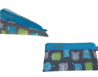 Pencil case Monster personalized with name Pencil case School pencil case Glasses case Pencil case Organzier Children&#39;s school start