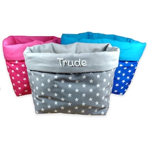 Utensilo stars blue gray pink with name fabric basket storage basket basket Easter nest fabric box for bathroom sewing utensils basket fabric basket