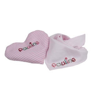 Gift set consisting of heart pillow + scarf with name personalized gift for birth baptism birthday gift baby