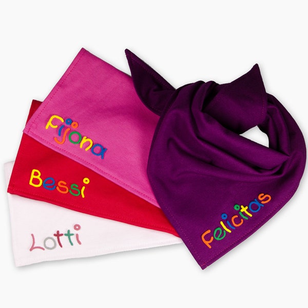 Neckerchief with name for baby child girl Personalized girls neckerchief - baby neckerchief pink red purple pink cloth to tie