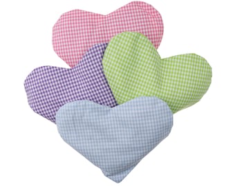Personalisiertes Wärmekissen Herz kariert Baby Körnerkissen Babygeschenk Rapskissen blau rosa grün lila -  Herzkissen zum wärmen Rapskissen