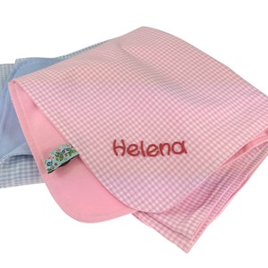 Jersey - Baby blanket with name Personalized summer blanket Jersey blanket baby gift Vichykaro blanket for baby pink blue cuddly blanket