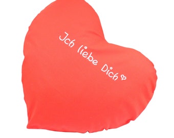 Kissen Herz rot 41x38cm mit Namen oder Spruch inkl. Inlett - Personalisierte Kissenhülle mit Wunschbeschriftung - Geschenk Valentinstag