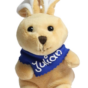Screen cleaner rabbit brown with name on the scarf - Bottom made of microfiber - Personalized gift idea with desired name