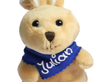Screen cleaner rabbit brown with name on the scarf - Bottom made of microfiber - Personalized gift idea with desired name
