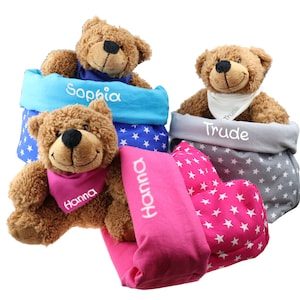 Ostergeschenk Osterkörbchen mit Teddy personalisiert Stoffkörbchen  Geschenk zu Ostern mit Namen Set aus Kuscheltier Kuschelbär und Utensilo