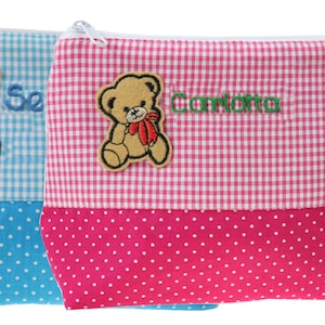 Toiletry bag with name blue pink Teddy bear Teddy bear toiletry bag wash bag cosmetic bag make-up bag personalized