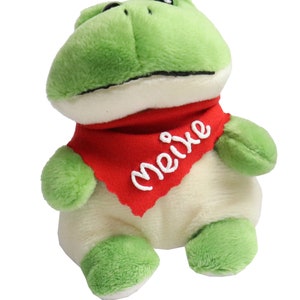 Screen cleaner frog green with name on the scarf - bottom made of microfiber - Personalized gift idea with desired name