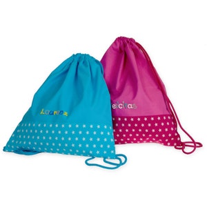 Sac de sport sac de sport étoiles bleu / rose avec nom - Feizeitbeutel personnalisé pour enfants garçon et fille