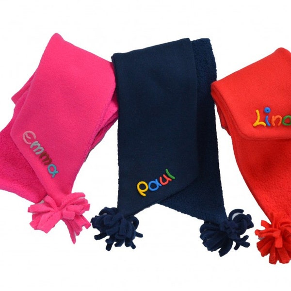 Children's fleece scarf 85 cm for girls and boys with name - Personalized scarf for children winter - Winter scarf children's scarf fleece scarf