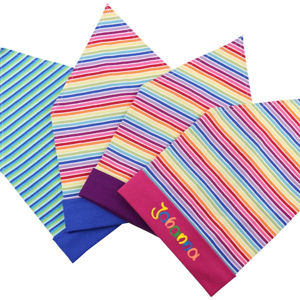 Headscarf with name striped for girls sun protection - baby hat children's headscarf babies toddlers pink purple blue