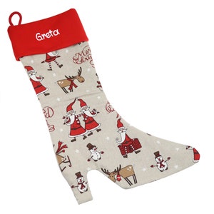 Santa Claus Laarzen met naam - Dames Laarzen Sneeuwvlok - Santa Claus Sock gepersonaliseerde Gift voor de Kerstman Avent Kerst laarzen met motief