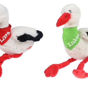 Cuddly toy stork white red 20 cm with name on the scarf Personalized cuddly toy stuffed animal cuddly toy plush toy desired name
