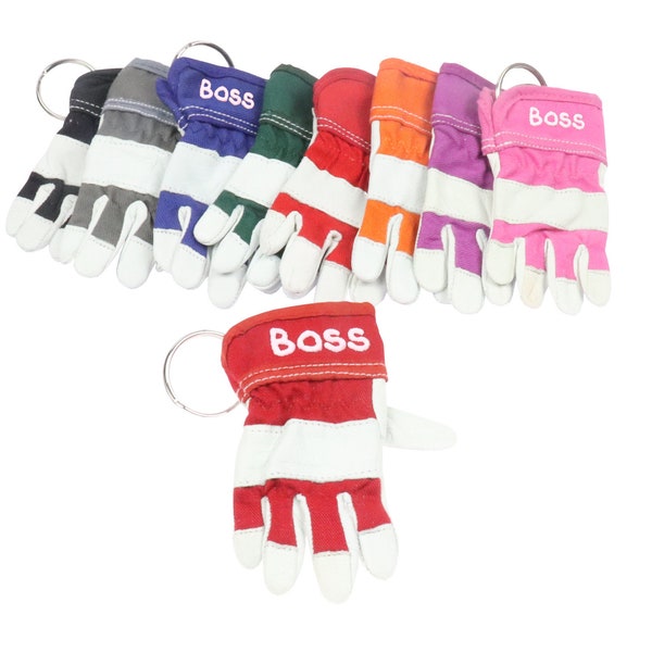 Schlüsselanhänger Arbeitshandschuh mit Namen - Anhänger personalisiert - Schlüsselband - Kleiner Hanschuh für Schlüssel mit Wunschname