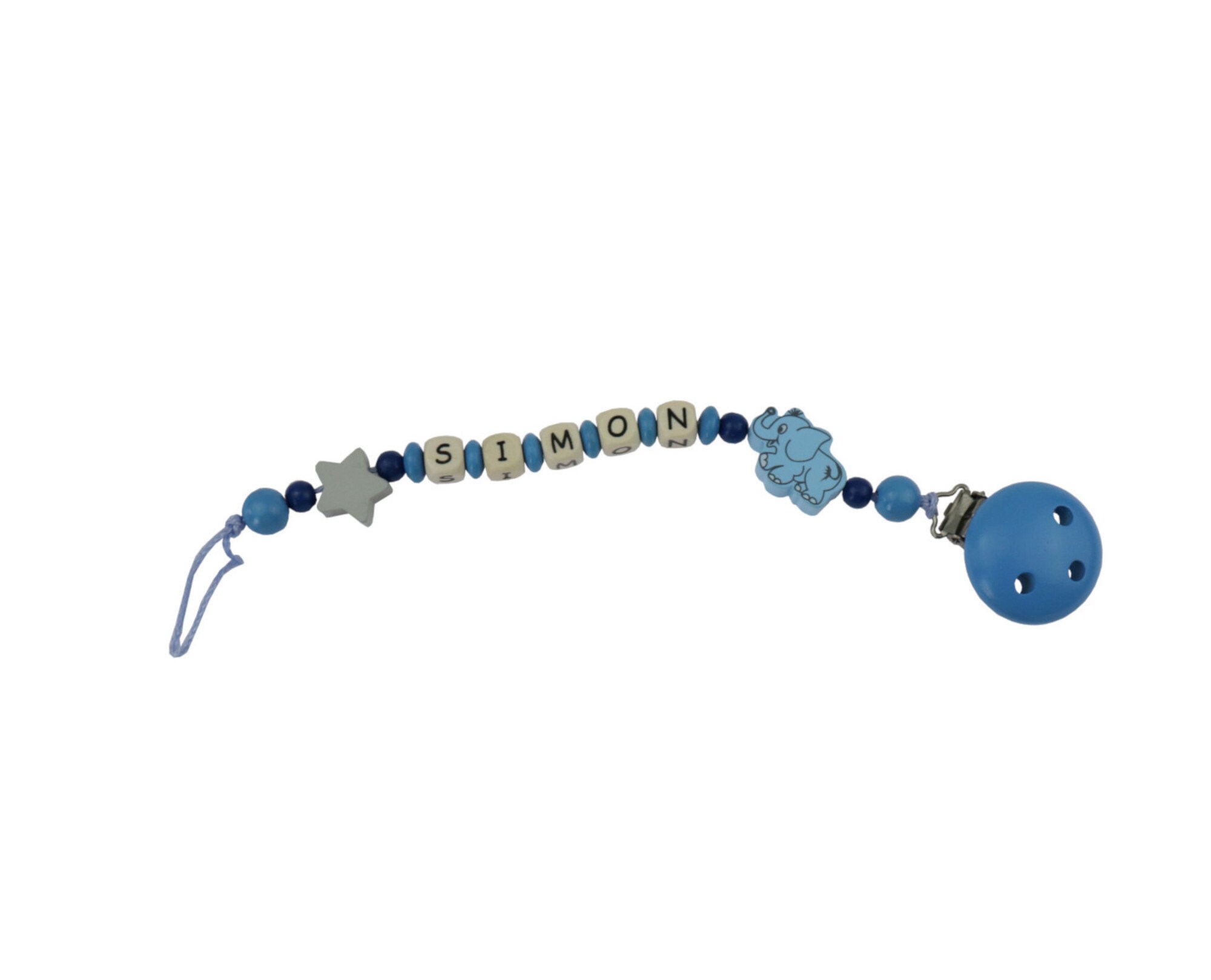 Pacifier Chain Baby Young Girls Elephant blue / pink / gray with name
