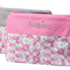 Toiletry bag Marrakech 21 x 16 cm pink gray with name wash bag cosmetic bag make-up bag cosmetic bag personalized beauty bag