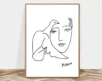Picasso, Picasso Print, Pablo Picasso Art, Digital Download, Poster, Picasso Sketch, Wall Art, Line Art, Head of Woman, Figurative, Portrait