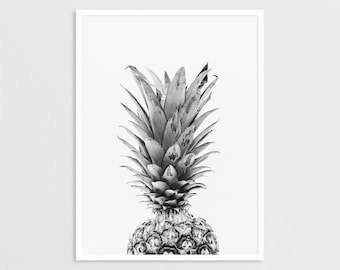 Pineapple Print, Ananas Poster, Affiche Ananas, Black and White, Tropical Print, Modern Wall Art