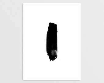 Scandinavian Art,  Black and White, Minimalist Print, Original Artwork, Watercolor Print, Abstract Poster, Brush Stroke Art,Wall Decor