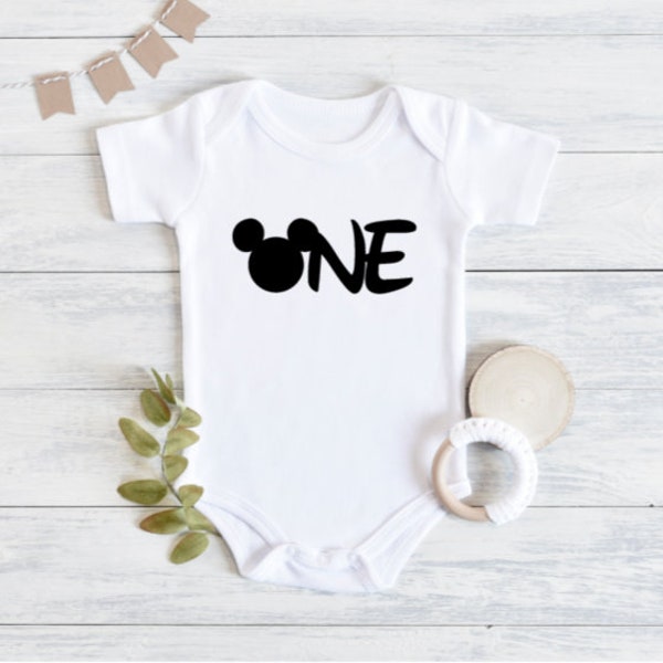 Bodysuit | First Birthday Outfit | First Birthday Boy | Mickey Mouse Onesie | Mickey First Birthday | Mickey Mouse Birthday Decoration