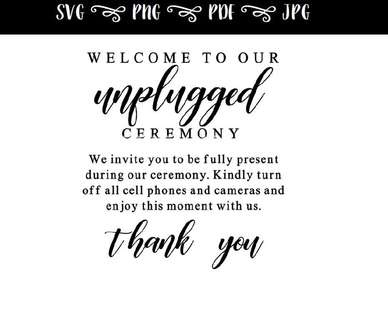 Download Unplugged Ceremony Sign Unplugged Wedding Sign Unplugged ...