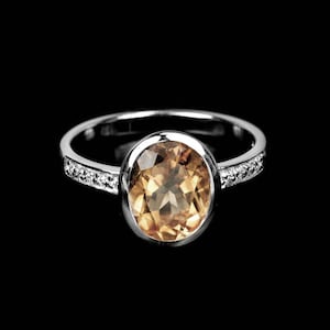 Imperial Topaz Ring: Sterling Silver, White Sapphire Accents, US Size 6.5