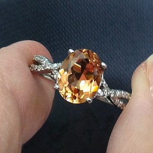 Champagne Topaz Ring: Sterling Silver Wedding Ring, US Size 6.5