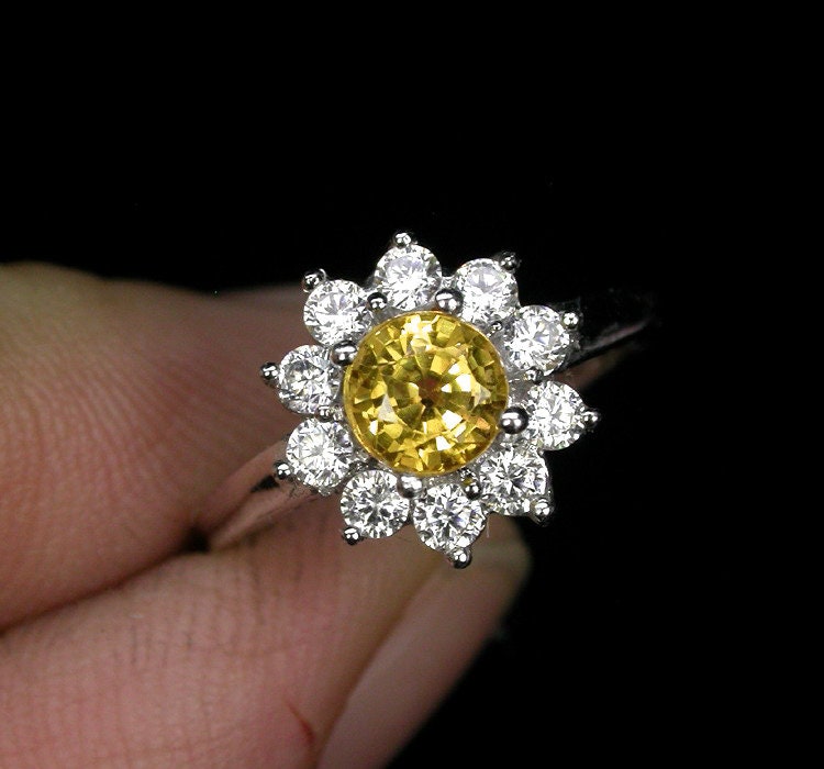 Details about / Natural sunny yellow sapphire 925 Sterling silver engagement ring